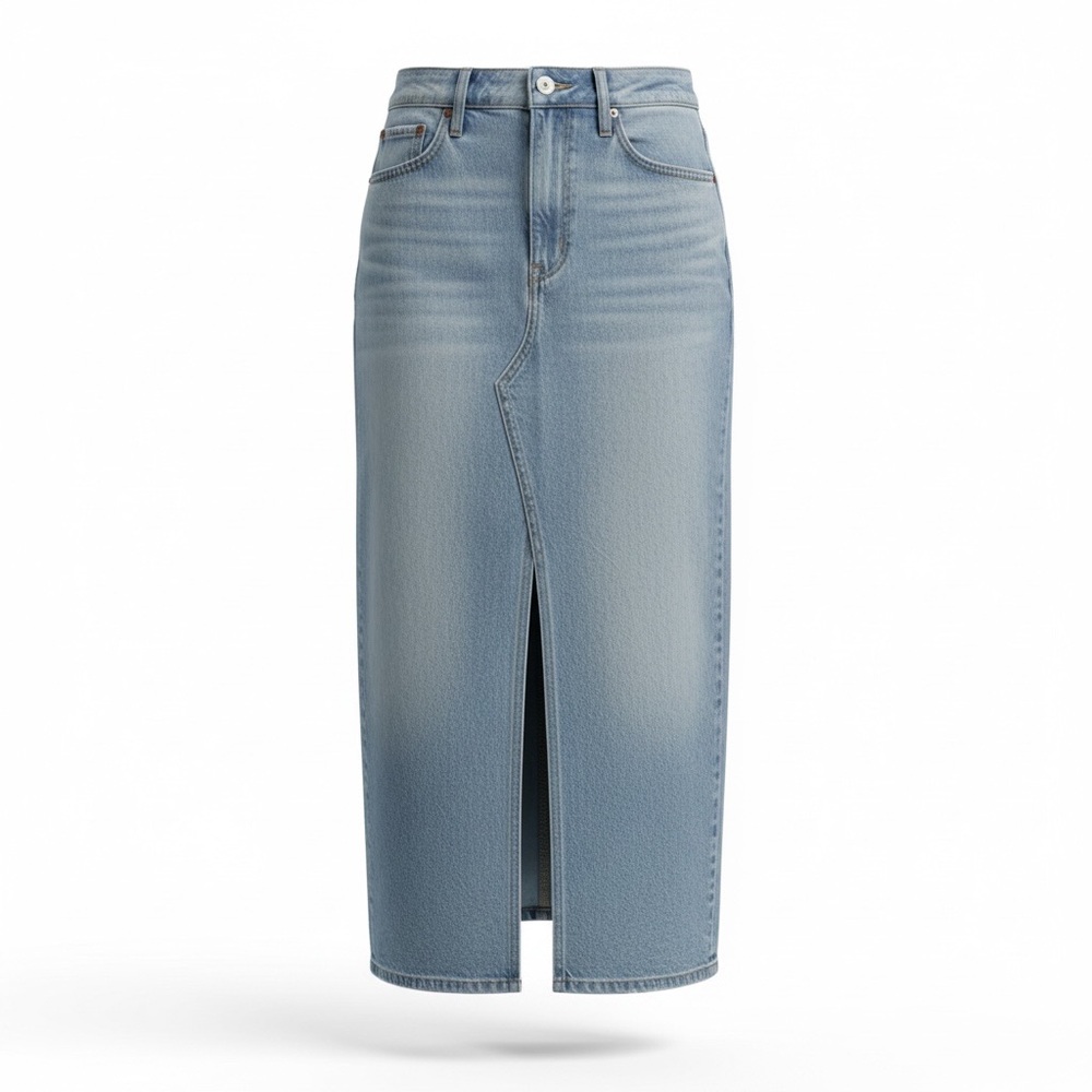 Women's Denim Maxi Skirt high slit American eagle